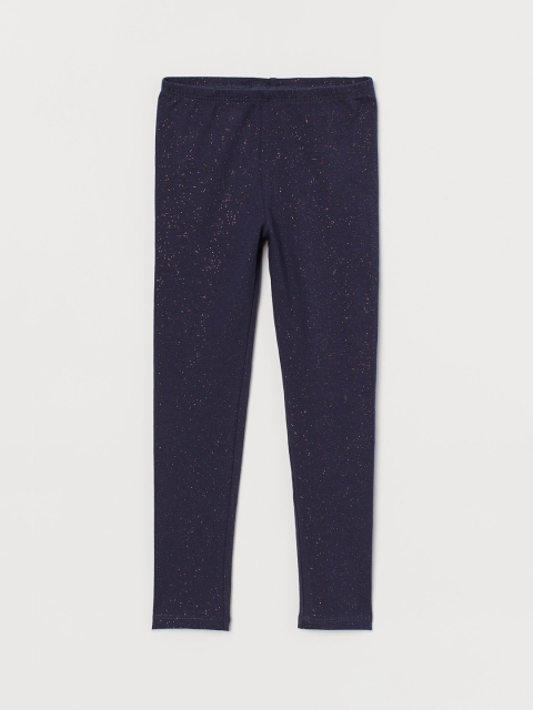 

H&M Girls Navy Blue Solid Cotton leggings