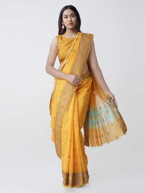 

Unnati Silks Yellow Silk Cotton Woven Design Kanjeevaram Saree