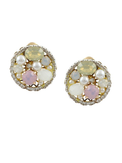 

Sia Art Jewellery Gold-Plated & White Circular Studs