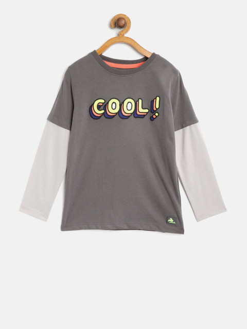 

Cherry Crumble Boys Grey Printed Polo Collar T-shirt