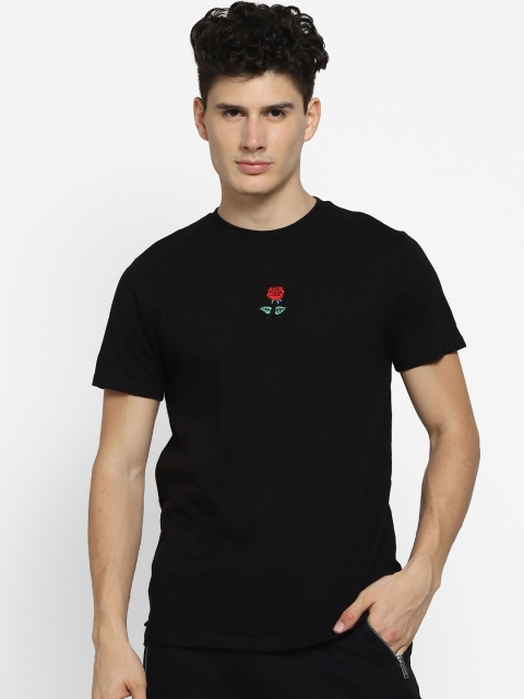 

FOREVER 21 Men Black Solid Round Neck T-shirt