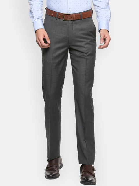 

Luxure by Louis Philippe Men Grey Regular Fit Solid Formal Trousers