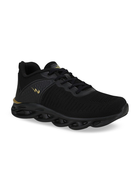 

Campus Men Black Mesh Mid-Top Running Shoes