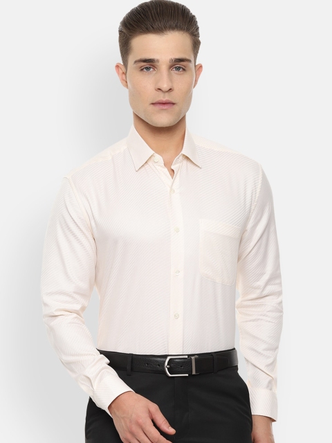 

Luxure by Louis Philippe Men Beige Regular Fit Self Design Party Shirt