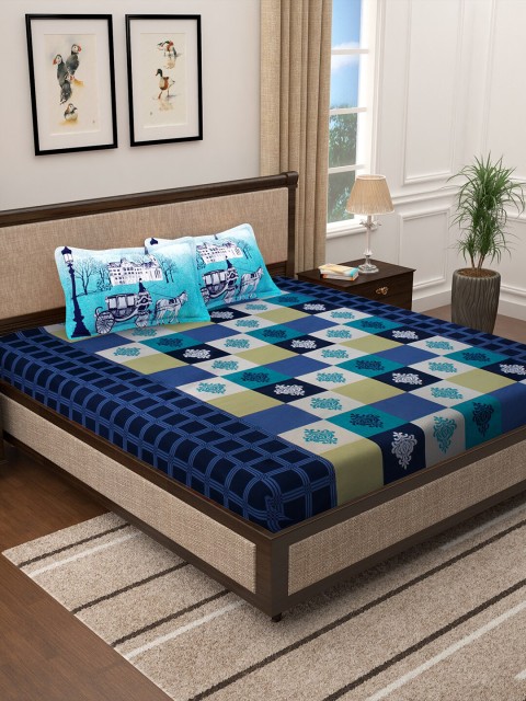 

Story@home Multicoloured Ethnic Motifs 300 TC Cotton 1 King Bedsheet with 2 Pillow Covers, Multi