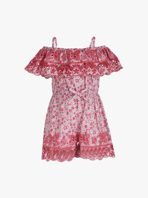 

Tiddlywings Girls Red & Grey Printed Playsuit