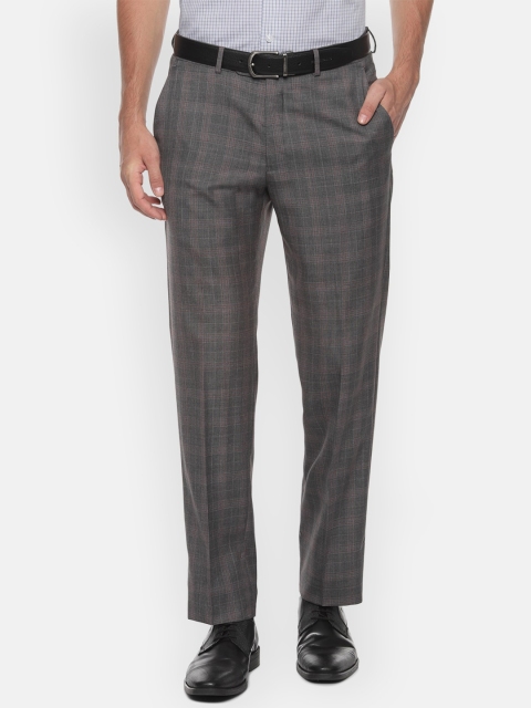 

Luxure by Louis Philippe Men Grey Regular Fit Checked Formal Trousers
