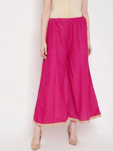 

Castle Women Pink Checked Flared Palazzos