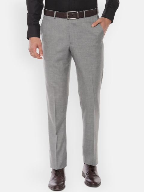 

Luxure by Louis Philippe Men Grey Regular Fit Self Design Formal Trousers