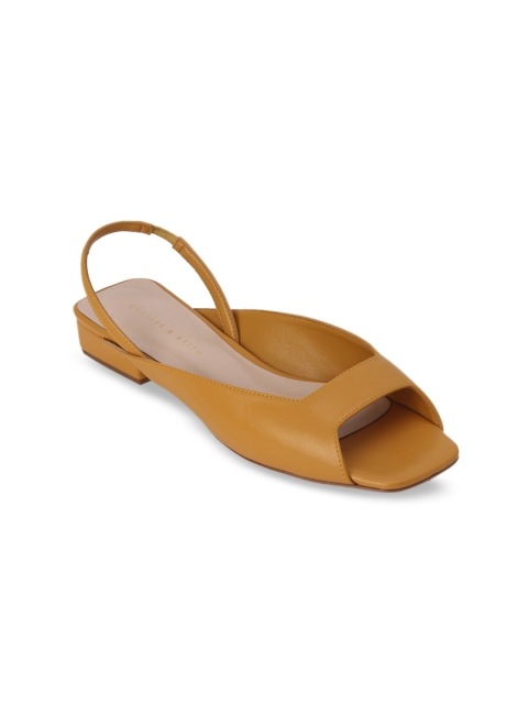 

CHARLES & KEITH Women Mustard Solid Block Heels