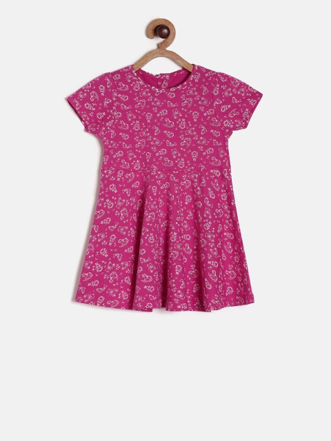 

MINI KLUB Girls Pink Printed Fit and Flare Dress