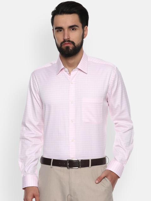 

Luxure by Louis Philippe Men Pink & White Regular Fit Checked Formal Shirt