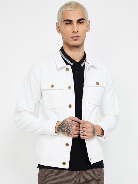 

Forca Men White Solid Denim Jacket