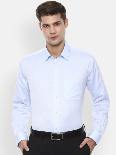 

Luxure by Louis Philippe Men Blue Regular Fit Self Design Formal Shirt