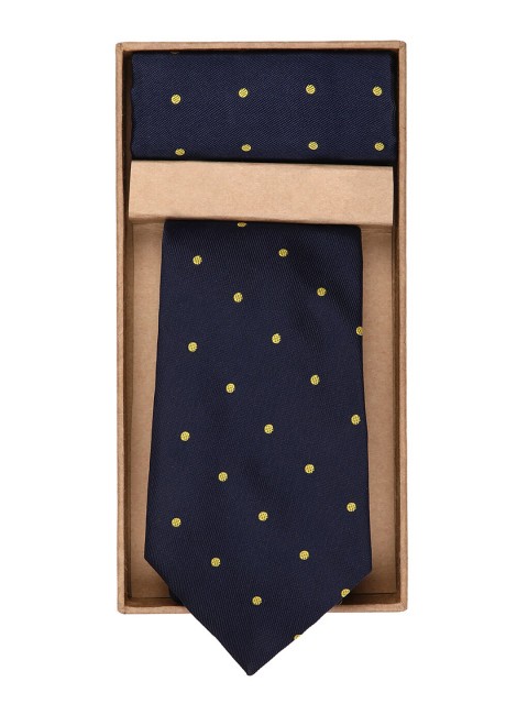

Blacksmith Men Blue & Yellow Polka Printed Accessory Gift Set