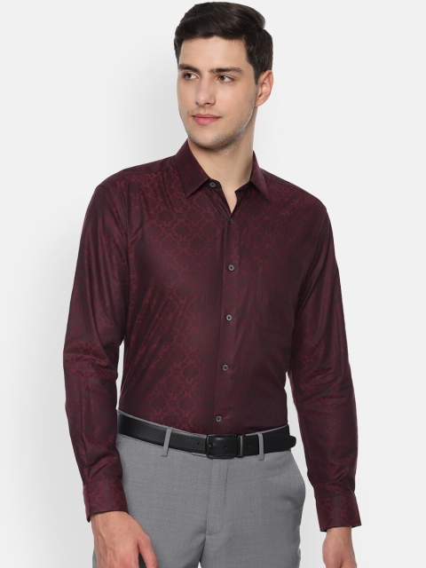 

Luxure by Louis Philippe Men Maroon Regular Fit Self Design Formal Shirt