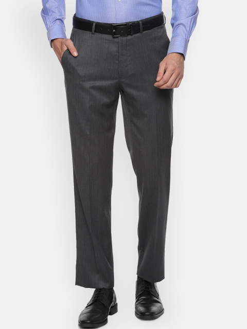

Luxure by Louis Philippe Men Grey Regular Fit Self Design Formal Trousers