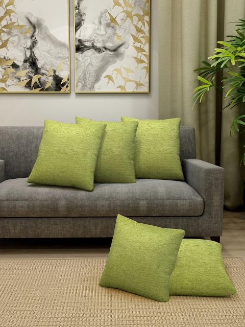 

KLOTTHE Green Set of 5 Solid Square Cushion Covers