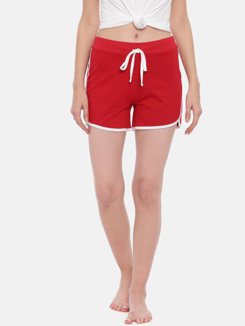 

Snarky Gal Women Red Solid Lounge Shorts