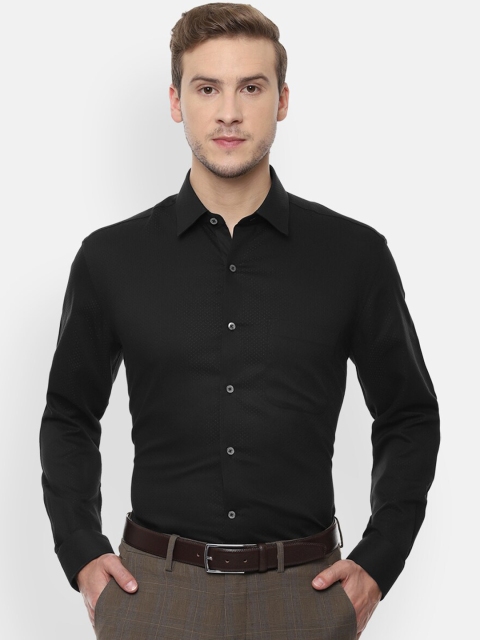 

Luxure by Louis Philippe Men Black Regular Fit Self Design Formal Shirt