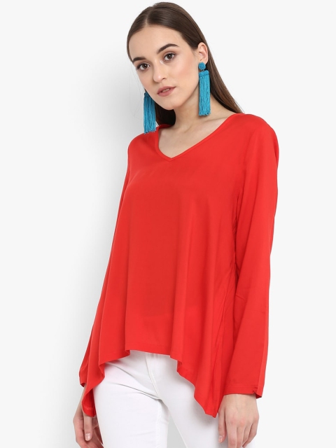 

Aditi Wasan Women Red Solid High-Low Top