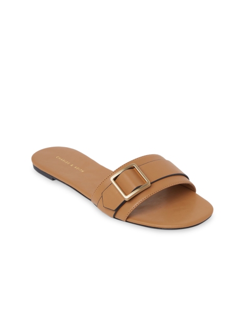 

CHARLES & KEITH Women Beige Solid Open Toe Flats