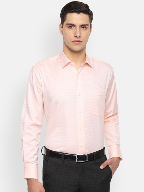 

Luxure by Louis Philippe Men Peach-Coloured Self Design Regular Fit Formal Shirt