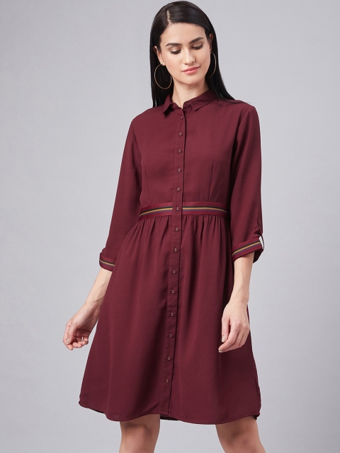 

Marie Claire Women Maroon Solid Shirt Dress