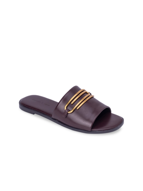

CHARLES & KEITH Women Brown Solid Open Toe Flats