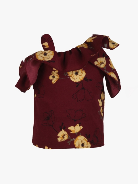 

Tiddlywings Girls Maroon Floral Printed Top