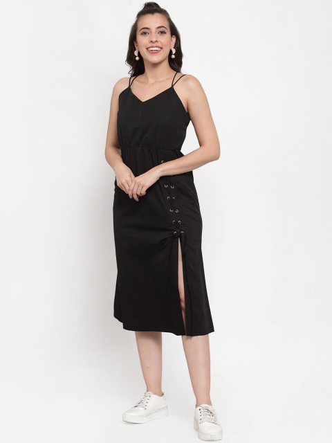 

FIVE STONES Women Black Solid A-Line Dress