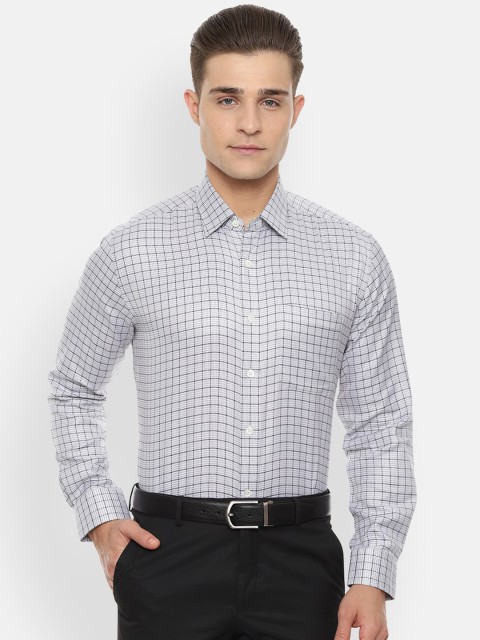 

Luxure by Louis Philippe Men Grey & White Regular Fit Checked Formal Shirt