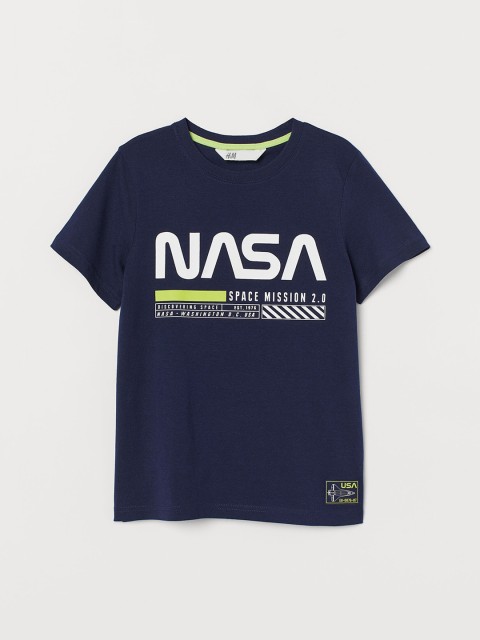 

H&M Boys Navy Blue Printed T-shirt