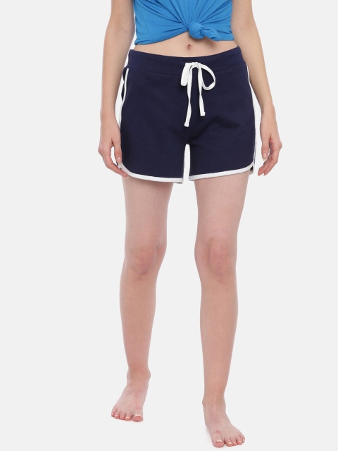 Snarky Gal Women Navy Blue Solid Lounge Shorts