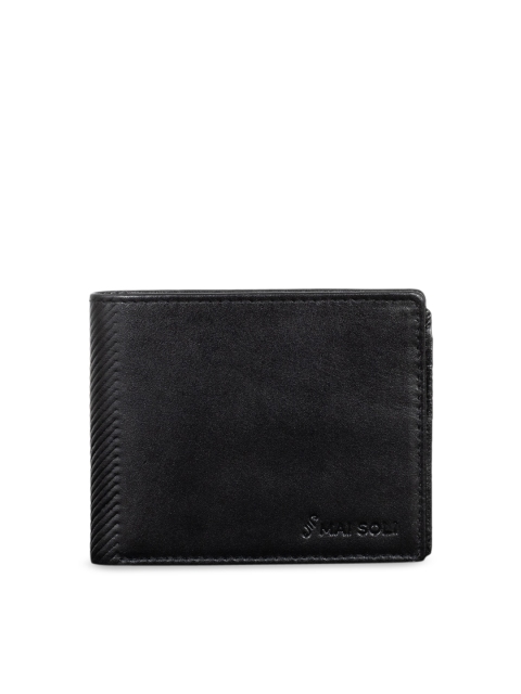 

MAI SOLI Men Black Solid Leather Two Fold Wallet