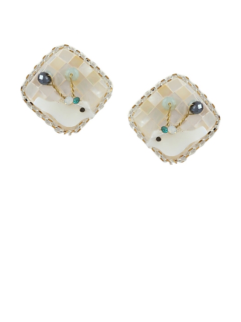 

Sia Art Jewellery Gold-Plated & White Geometric Studs