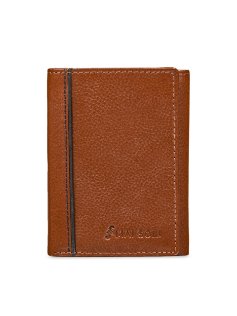 

MAI SOLI Men Brown Solid Leather Three Fold Wallet