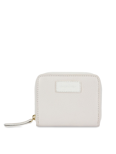 

Calvadoss Women White Textured Leather Zip Around Wallet