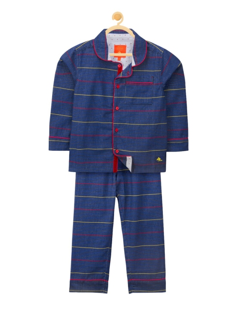 

Cherry Crumble Unisex Kids Blue Checked Night suit