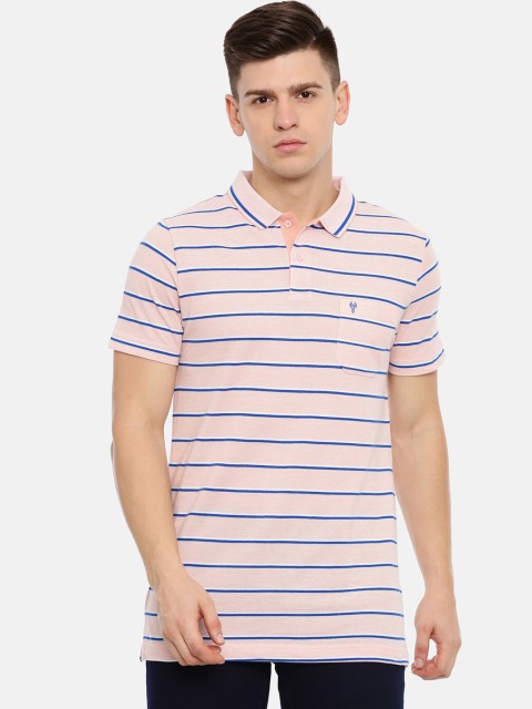 

Classic Polo Men Pink Striped Polo Collar T-shirt