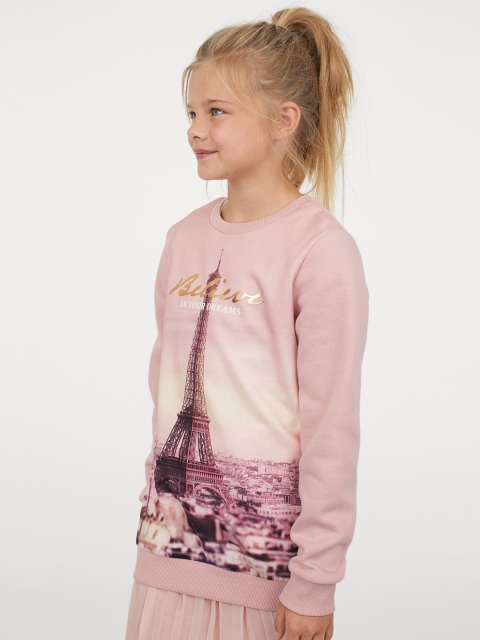 

H&M Girls Pink Printed Sweatshirt