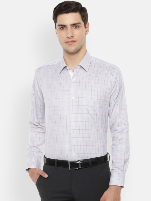 

Luxure by Louis Philippe Men Grey & Pink Regular Fit Checked Casual Shirt