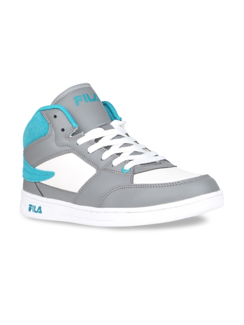 

FILA Men Grey & Blue Colourblocked PU Mid-Top Sneakers