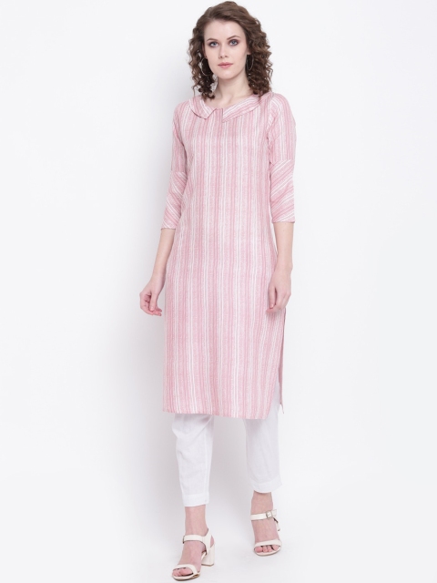 

Napra Women Pink Striped Straight Kurta