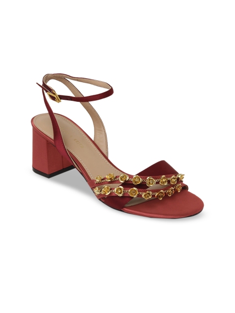 

CHARLES & KEITH Women Red Embellished Block Heels