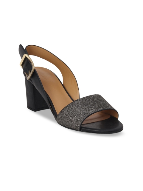 

CHARLES & KEITH Women Black & Silver-Coloured Embellished Block Heels