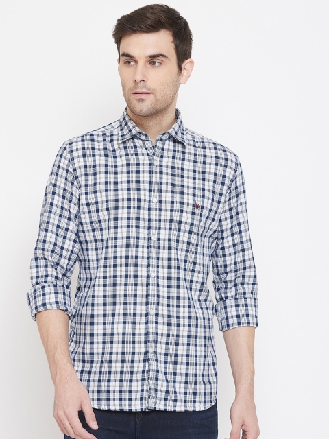 

Crimsoune Club Men Blue & White Slim Fit Checked Casual Shirt