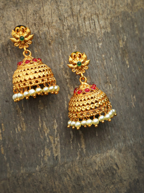 

Adwitiya Collection 24 CT Gold-Plated Dome Shaped Jhumkas