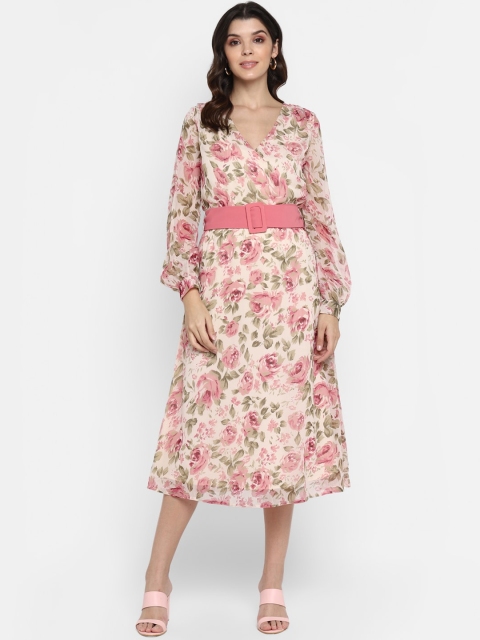 

MIAMINX Women Multicoloured Floral Print Fit and Flare Dress, Multi