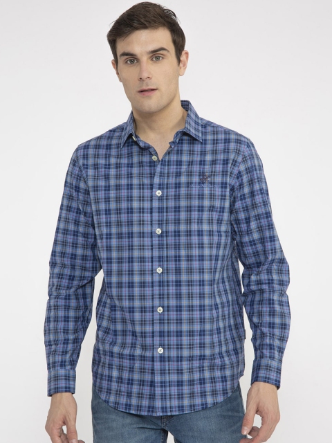 

Beverly Hills Polo Club Men Blue Regular Fit Checked Casual Shirt